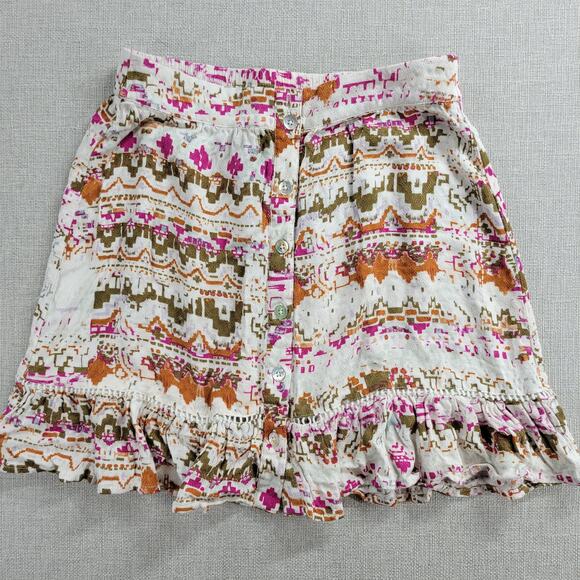 Shyanne Womens Skirt Size S Multicolor Abstract Southwestern Ruffles Lace Trim - Picture 1 of 16